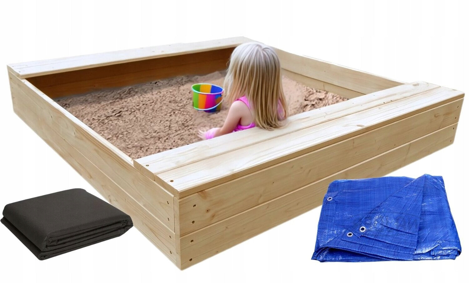 LARGE CHILDREN'S WOODEN SANDBOX + TARPAULIN POLISH MANUFACTURER