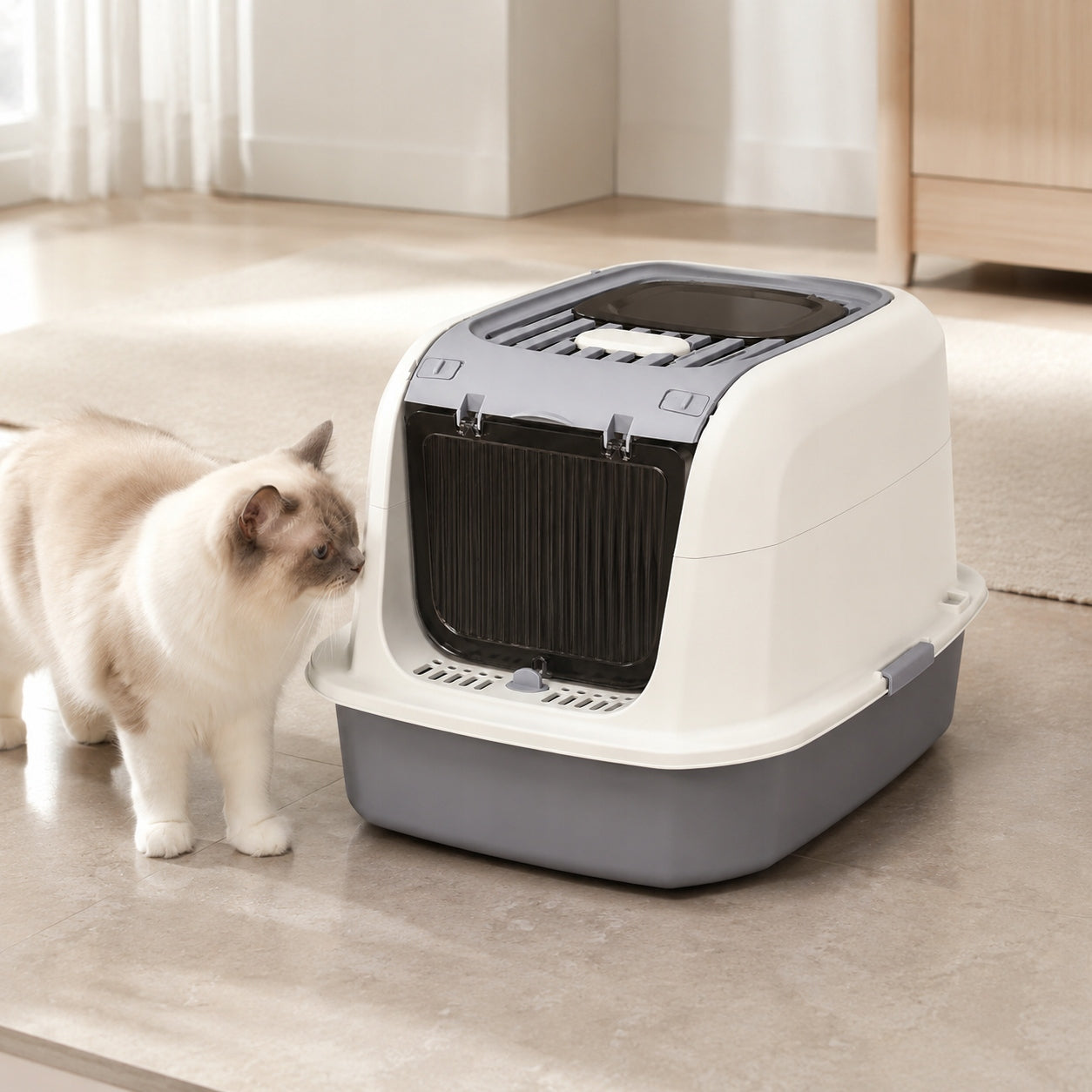 LARGE CLOSED CAT LITTER BOX WITH BACTERICIDAL UV LAMP Packaging status original