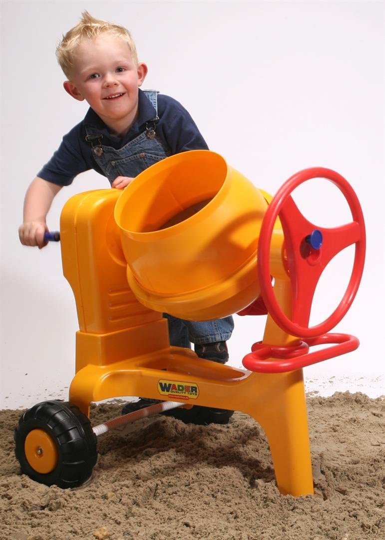 LARGE CONCRETE MIXER WITH HOOK + BUILDER BRICKLAYER SET WADER POLESIE XXL Kind Cement mixer trucks