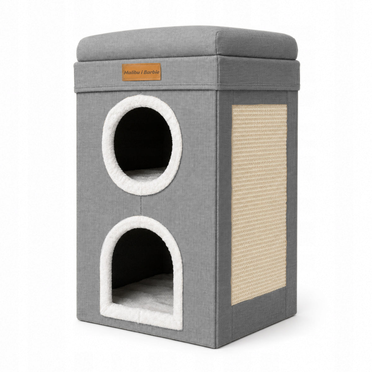 LARGE COTTAGE CAT SCRATCHER BED WITH ENGRAVING BOOTH BEDDING KENNEL SOFT Manufacturer code Domek dla kota MOKO SZARY