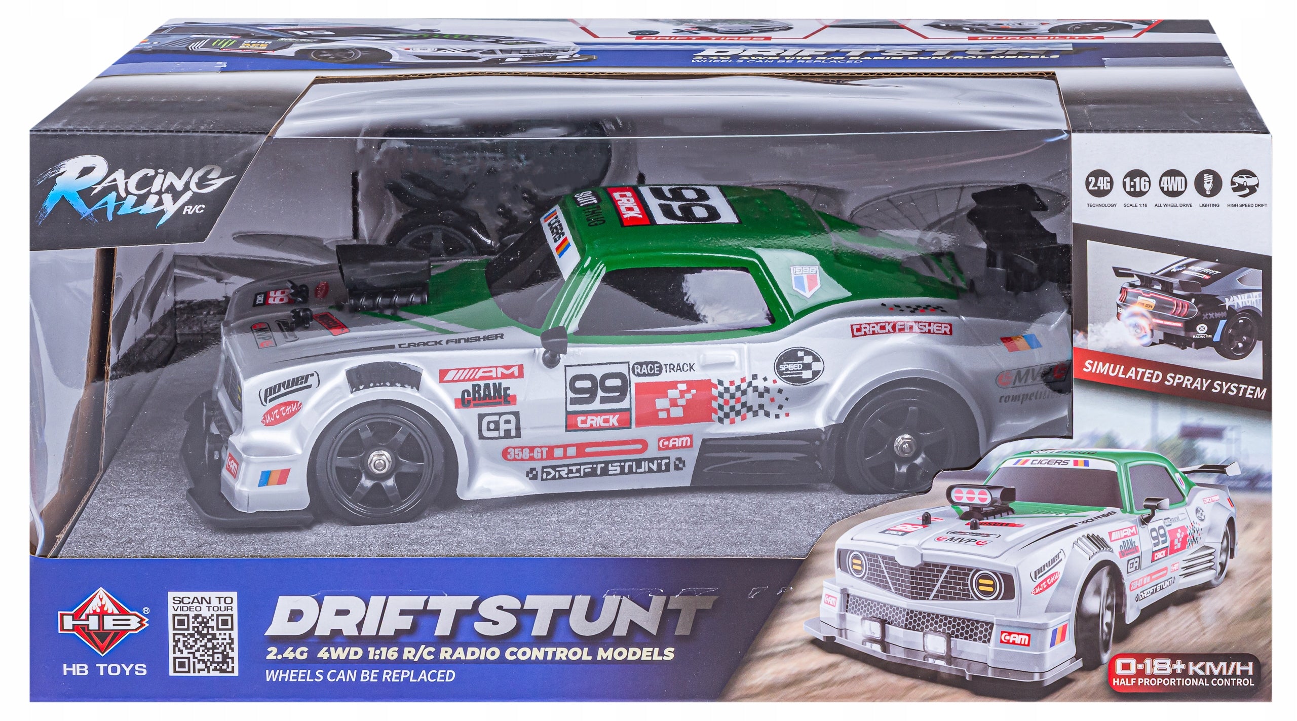 LARGE Car Remote Controlled Auto RC For Drift Led Smoke 4x4 DODGE DRIFT Brand HB Toys