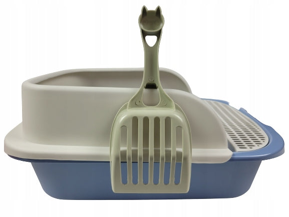 LARGE Cat Cuvette OPEN SOLID DURABLE For Litter With Frame + SPATULA Color gray