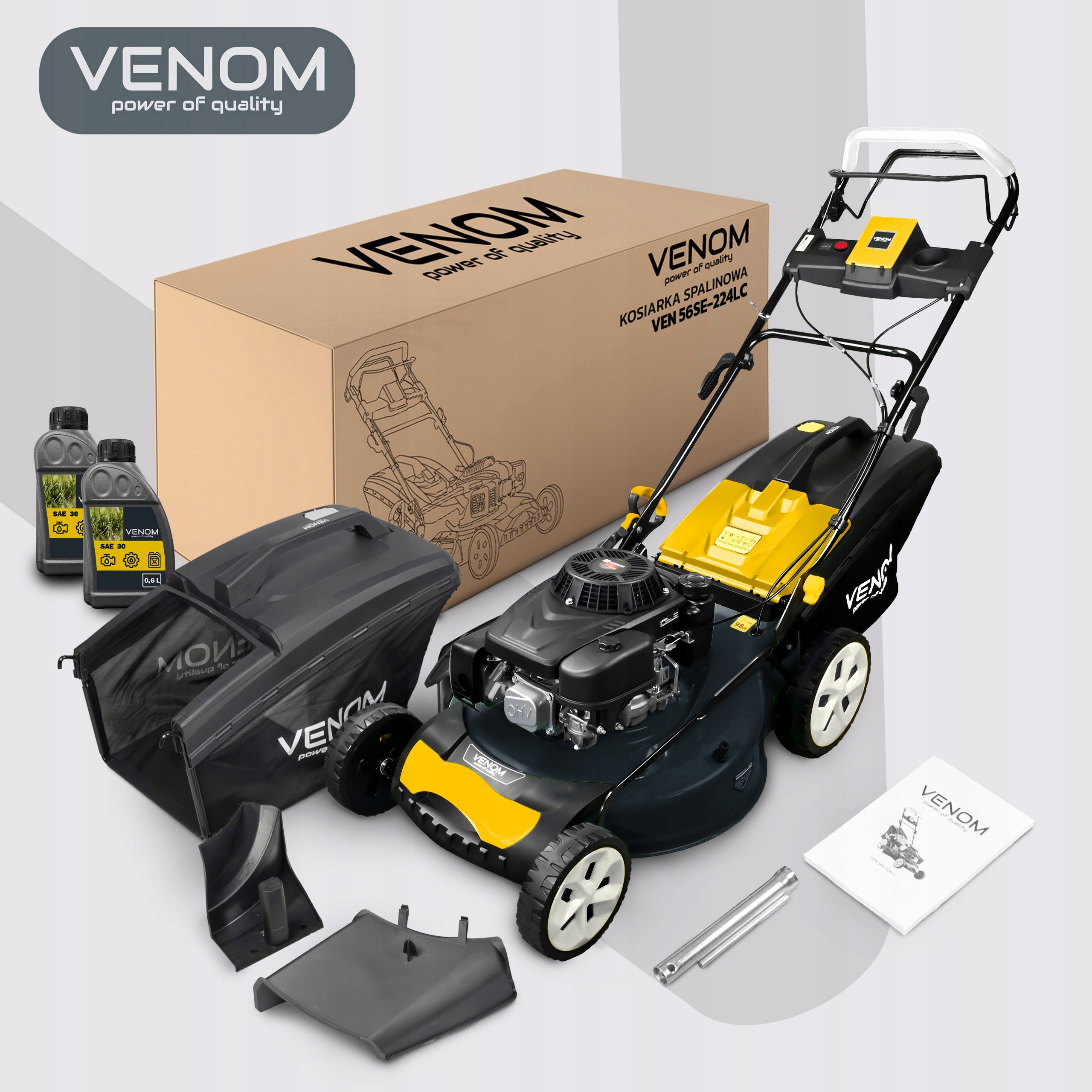 LARGE DIESEL MOWER VENOM EL. START 56CM WITH DRIVE POWERFUL LONCIN 224cc Packaging status original