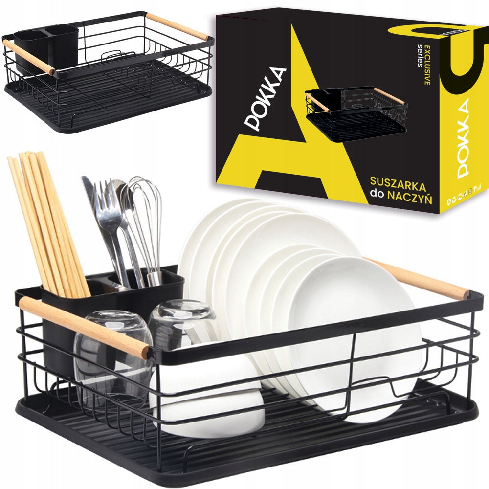 LARGE DISH DRYER PLATES CUTLERY GLASSES STANDING METAL DRAINER