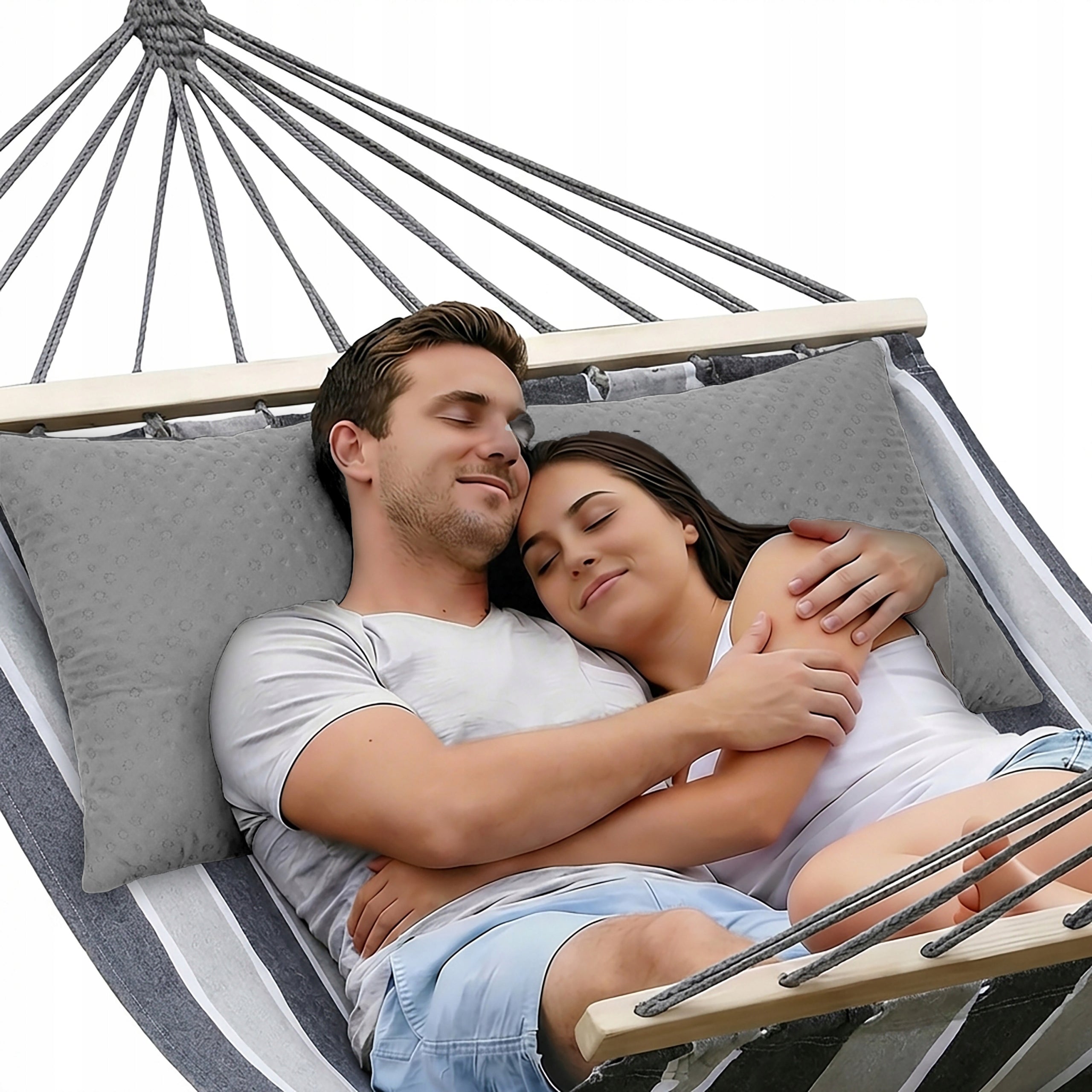 LARGE DOUBLE HAMMOCK GARDEN STRONG XXL HEADBAND 120 CM WITH PILLOWS + ROPES Packaging status original