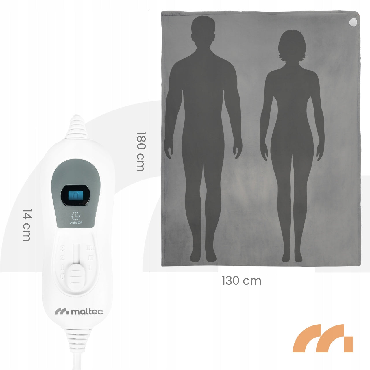 LARGE ELECTRIC BLANKET 180X130CM DOUBLE HEATING MAT SOFT TIMER REMOTE CONTROL Brand Maltec