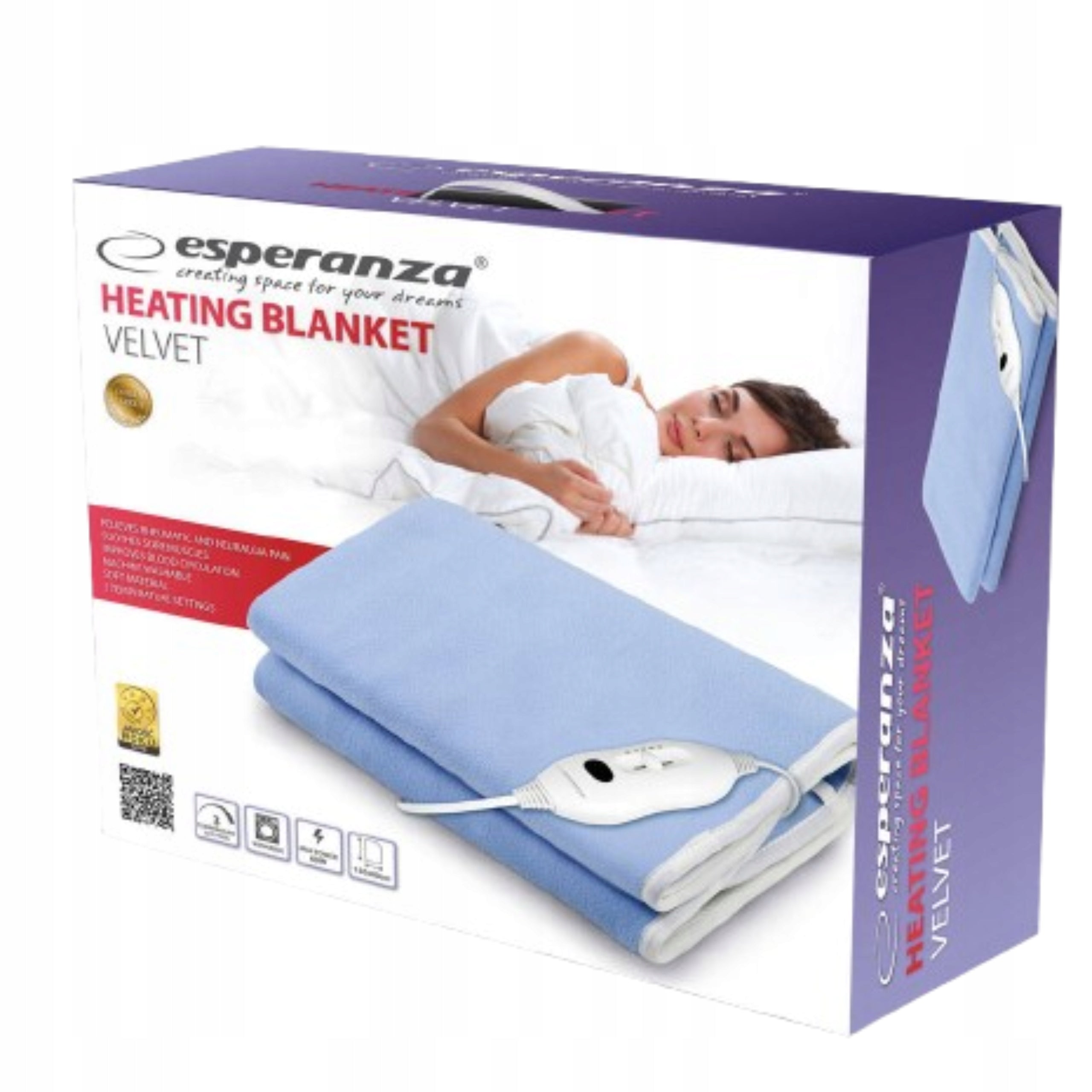 LARGE ELECTRIC BLANKET HEATED FLEECE 3 DEGREES OF HEAT WITH REMOTE CONTROL 150x80 Manufacturer code DUŻY KOC ELEKTRYCZNY PODGRZEWANY 150x80 T1