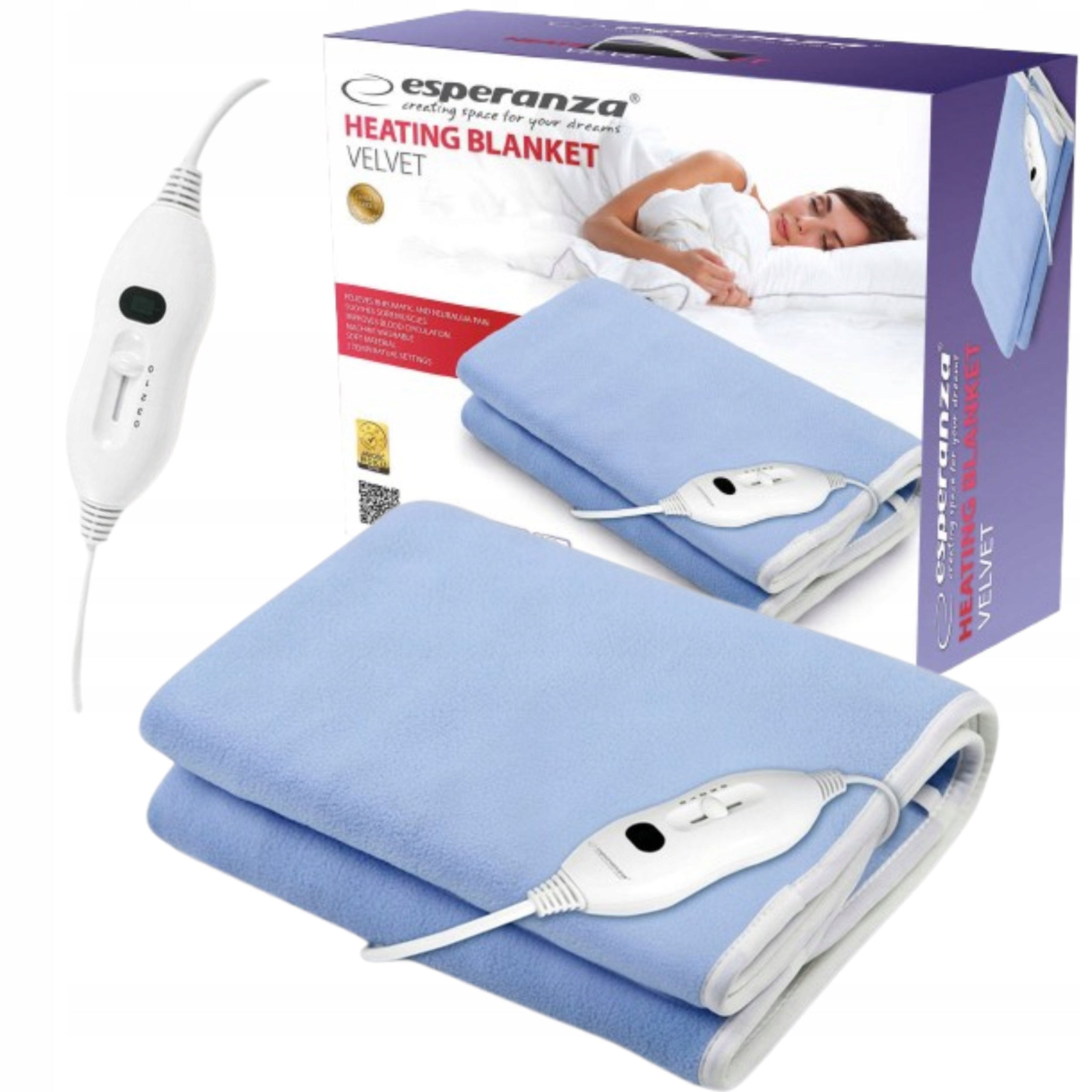 LARGE ELECTRIC BLANKET HEATED FLEECE 3 DEGREES OF HEAT WITH REMOTE CONTROL 150x80