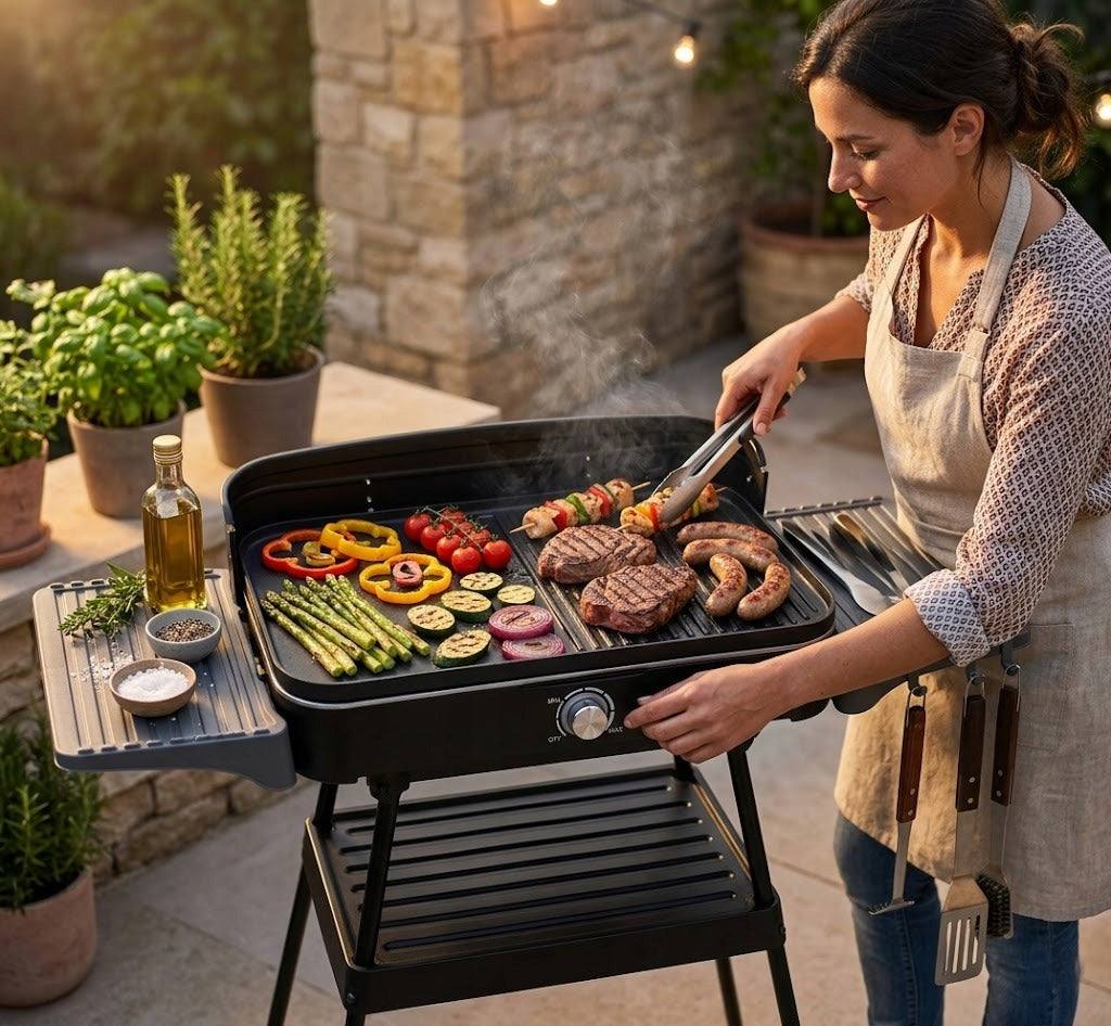 LARGE ELECTRIC GRILL GARDEN AND KITCHEN Grate Detachable FROM RACK XL Model Kuchheny elektryczny grill ogrodowy z płytą płaską