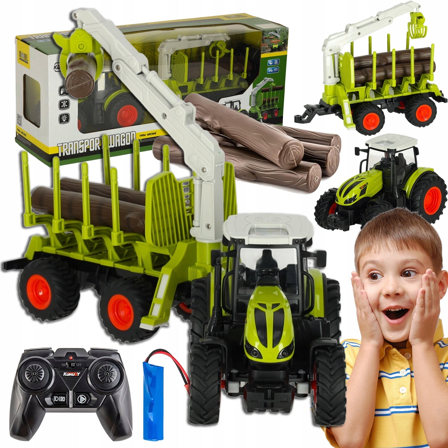 LARGE FARM TRACTOR TRAILER AGRICULTURAL MACHINERY XL TOY WITH REMOTE CONTROL FOR CHILDREN
