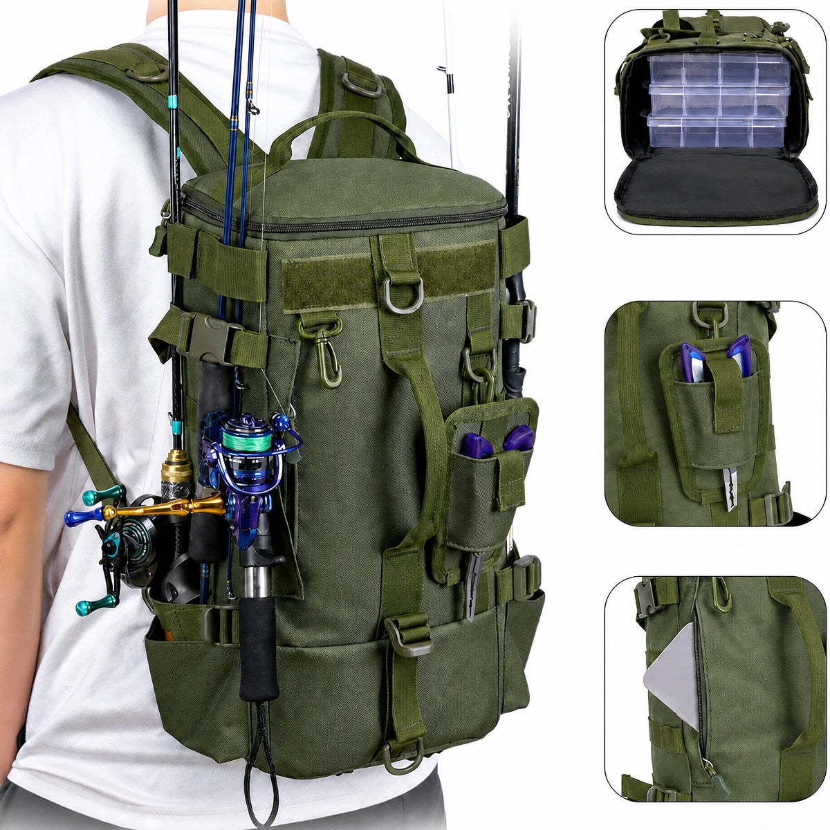 LARGE FISHING BACKPACK STRONG WATERPROOF PRACTICAL HIKING BAG Brand no brand