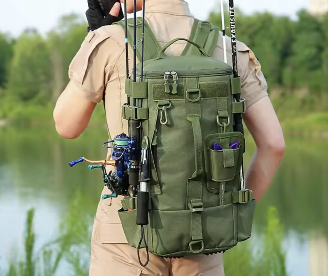LARGE FISHING BACKPACK STRONG WATERPROOF PRACTICAL HIKING BAG Packaging status original