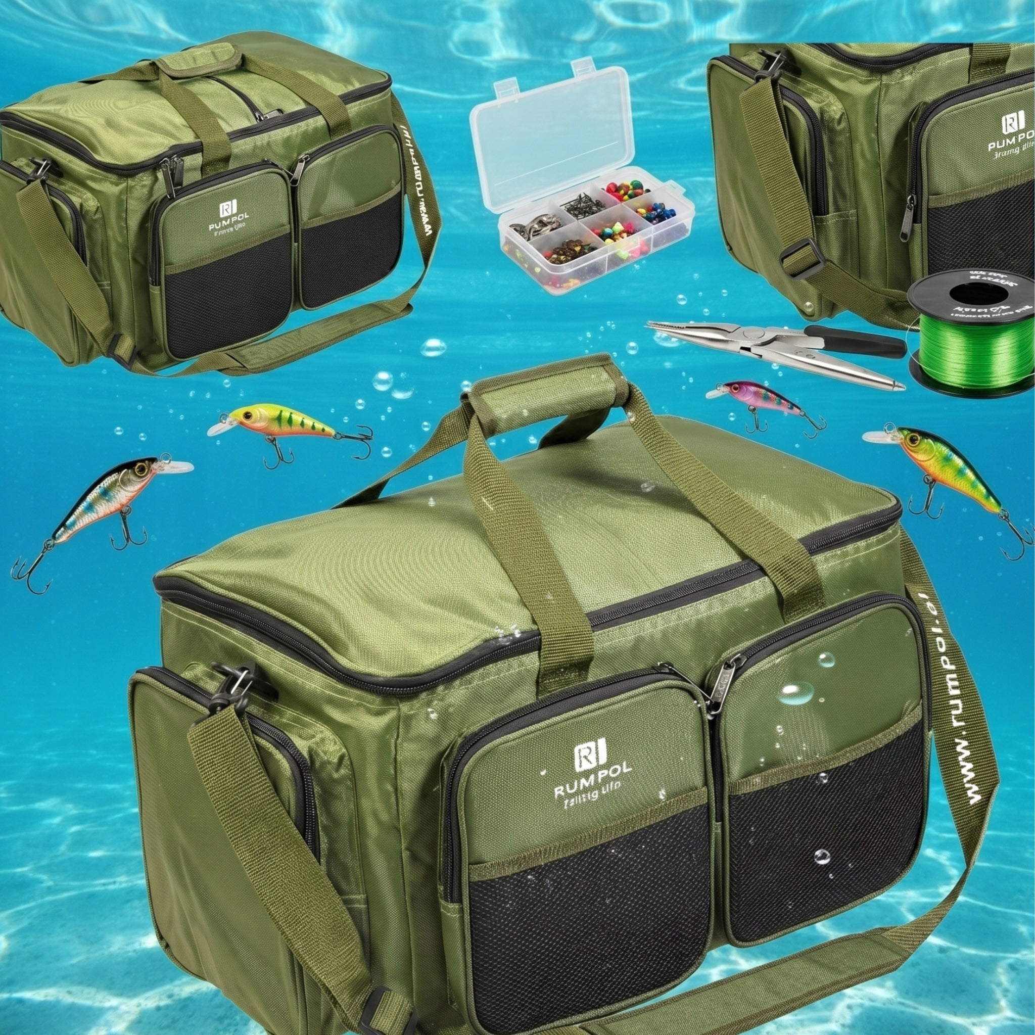 LARGE FISHING BAG WATERPROOF RUMPOL 60X30 CM FOR EQUIPMENT ACCESSORIES 250083