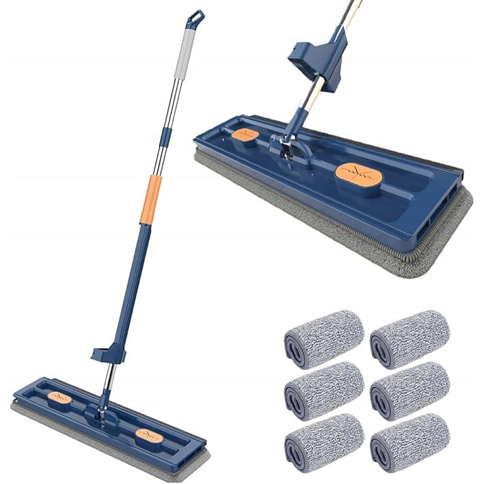 LARGE FLAT MOP WITH 360 ROTATING SELF-SQUEEZING + 6 MICROFIBER PADS