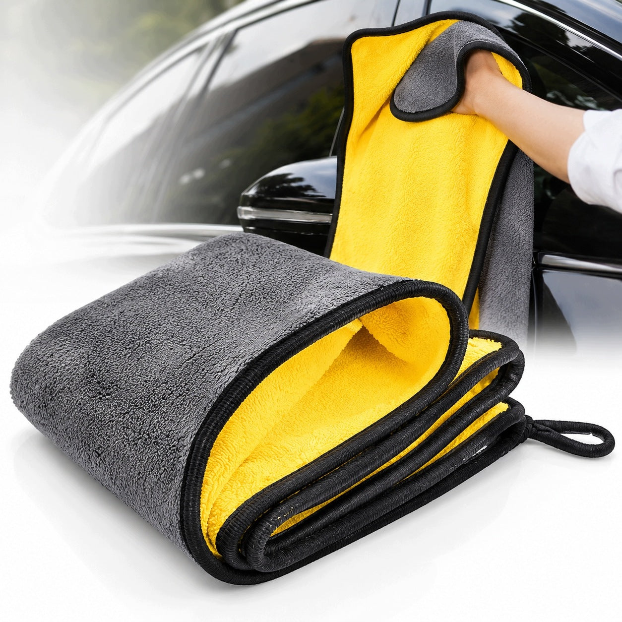 LARGE FLUFFY TOWEL FOR DRYING CAR MICROFIBER 60X90cm 400 GS