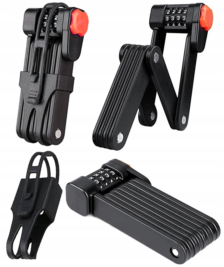 LARGE FOLDING BICYCLE LOCK FOR BICYCLE CIPHER CODE HARDENED STEEL
