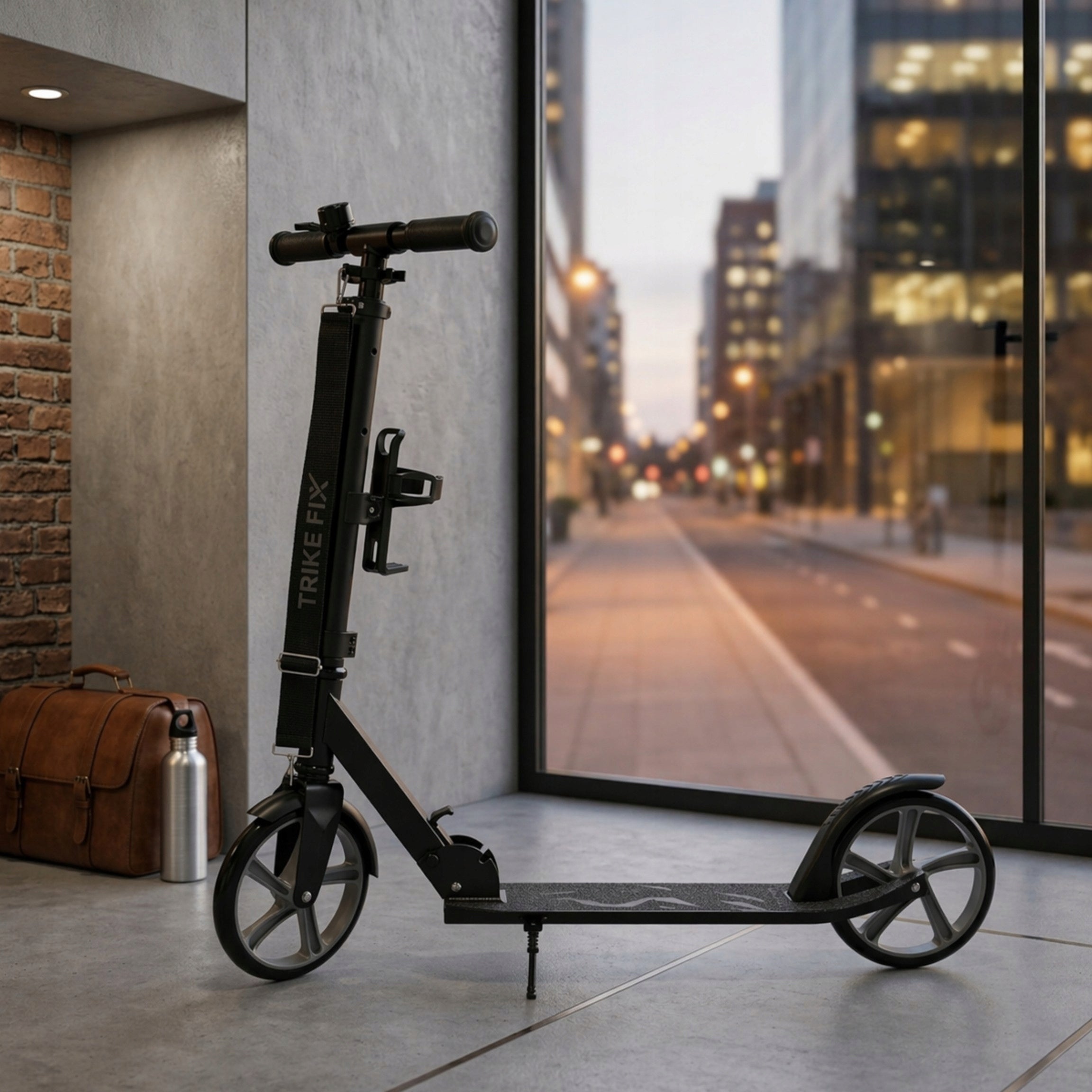 LARGE FOLDING CITY SCOOTER TWO-WHEELED FOR CHILDREN AND ADULTS GREY Brand Ikonka