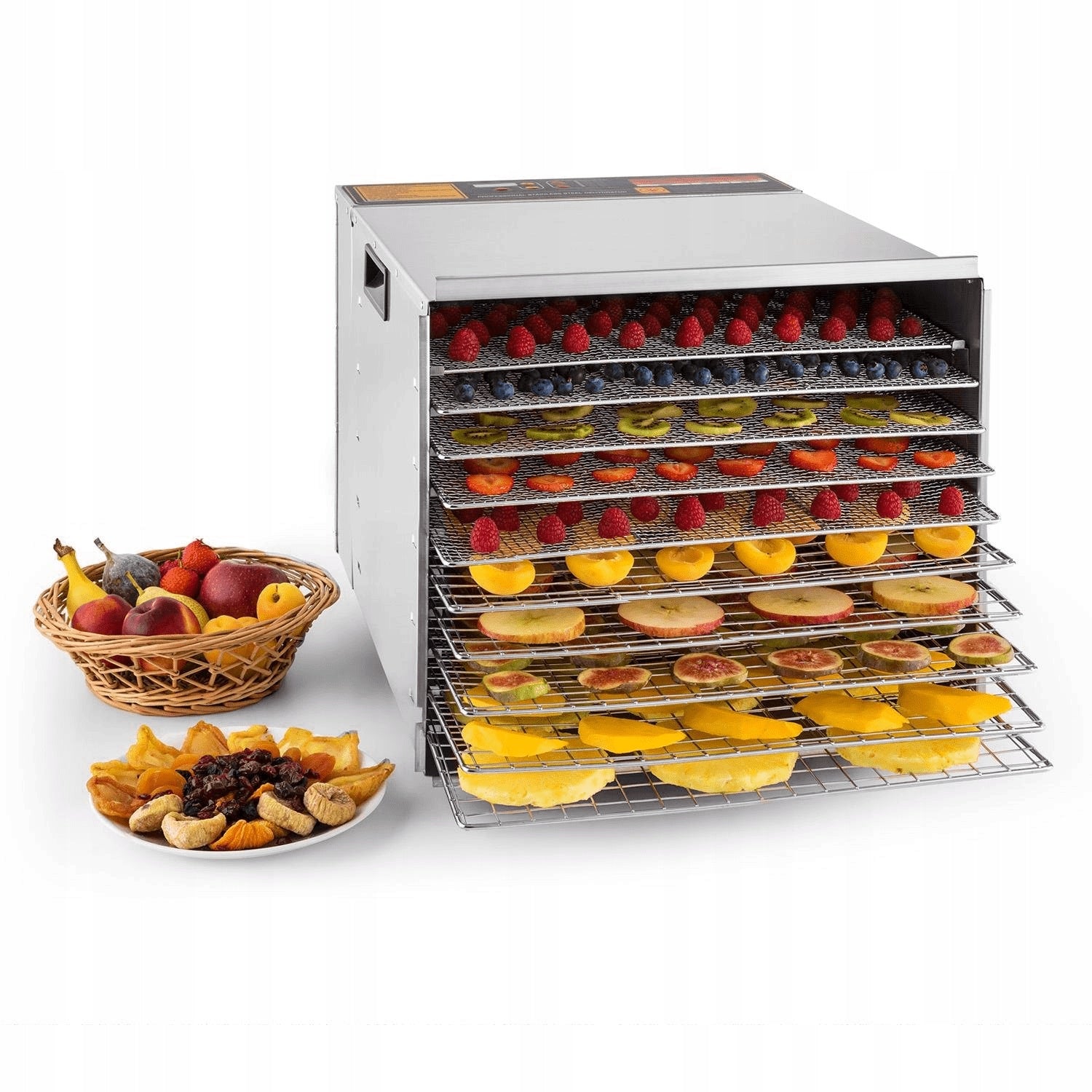 LARGE FOOD DRYER FOR MUSHROOMS FRUIT VEGETABLES HERBS 1000W DEHYDRATOR Dominant color silver/gray