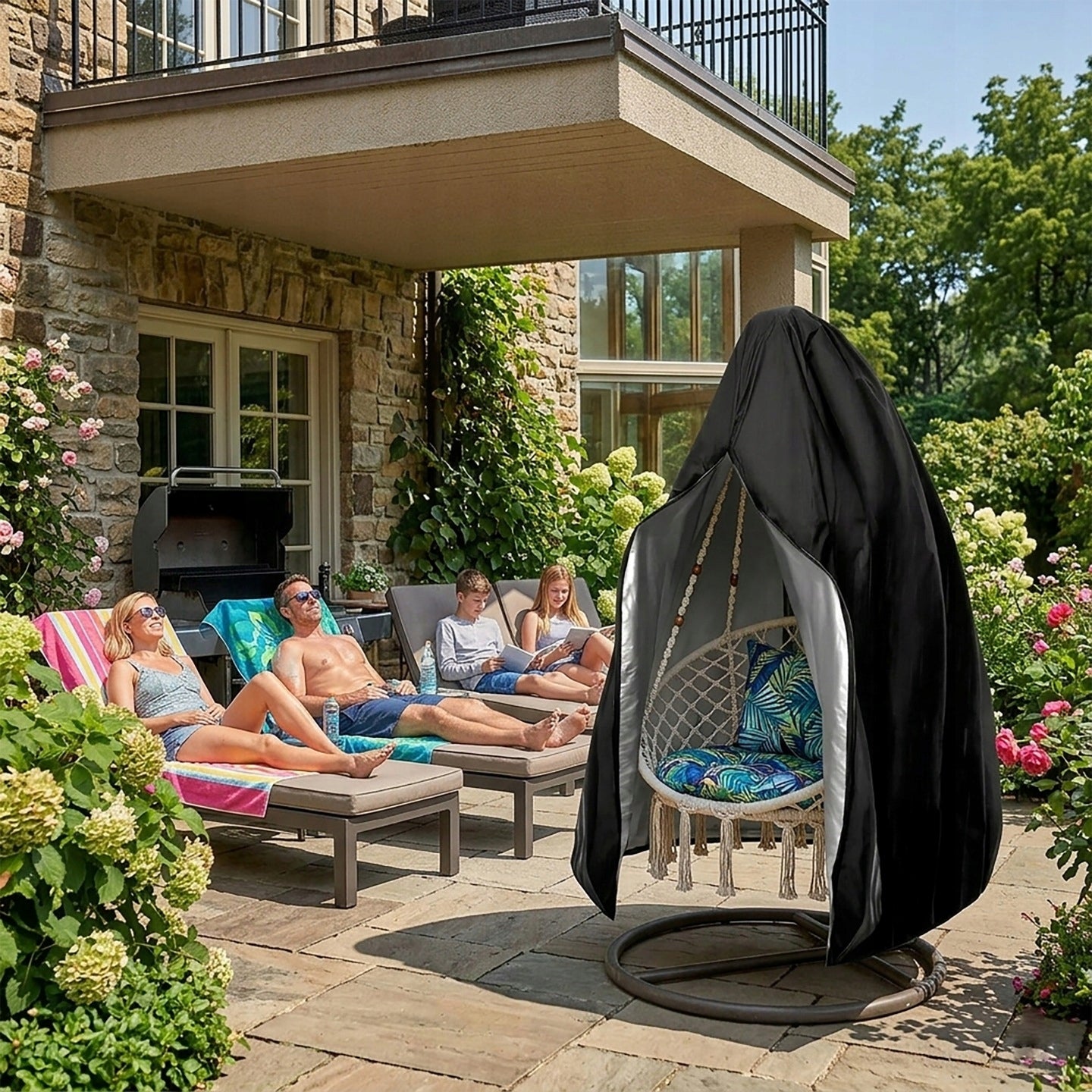 LARGE GARDEN CHAIR COVER HANGING DOUBLE SWING COCOON TARPAULIN Product width 114 cm