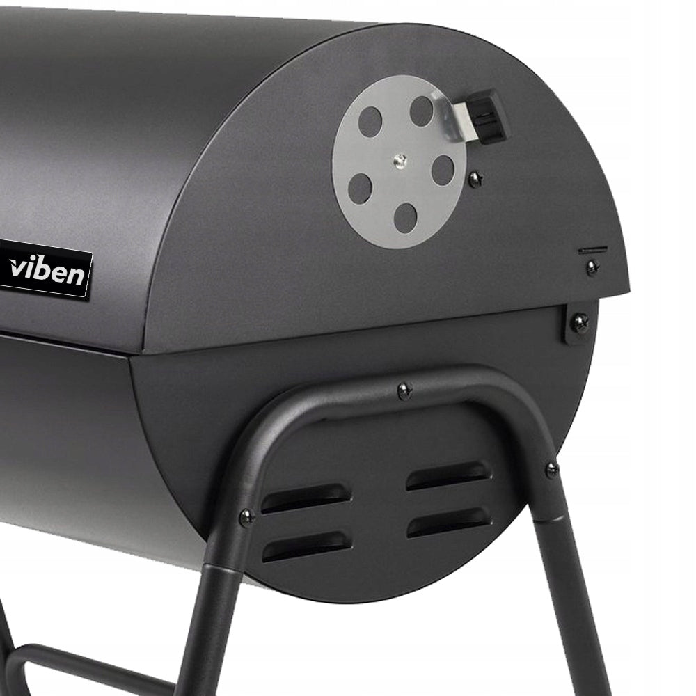 LARGE GARDEN CHARCOAL GRILL LOCKABLE TABLE WITH LID SHELF BARREL BBQ Grate length 57.5 cm