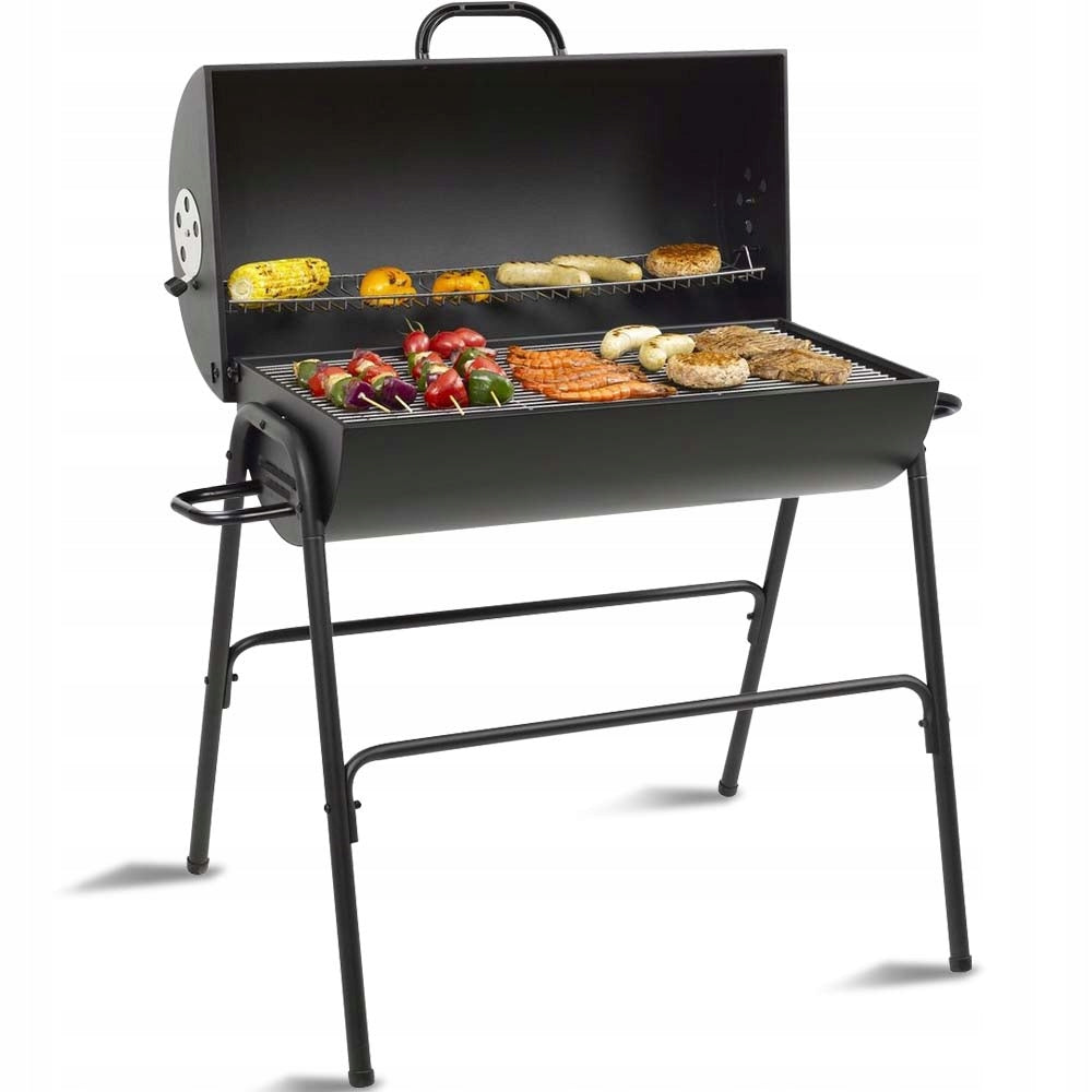 LARGE GARDEN CHARCOAL GRILL LOCKABLE TABLE WITH LID SHELF BARREL BBQ Manufacturer Stazer