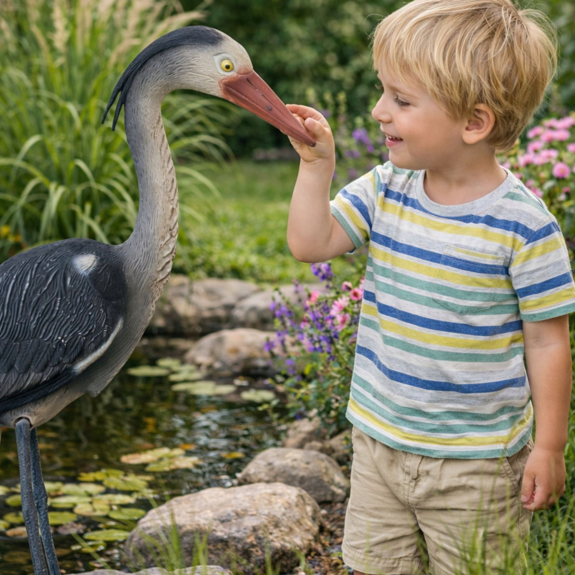 LARGE GARDEN FIGURINE FIGURE DECORATION FOR GARDEN LIKE A LIVING HERON STANDING XL Manufacturer JohnGreen