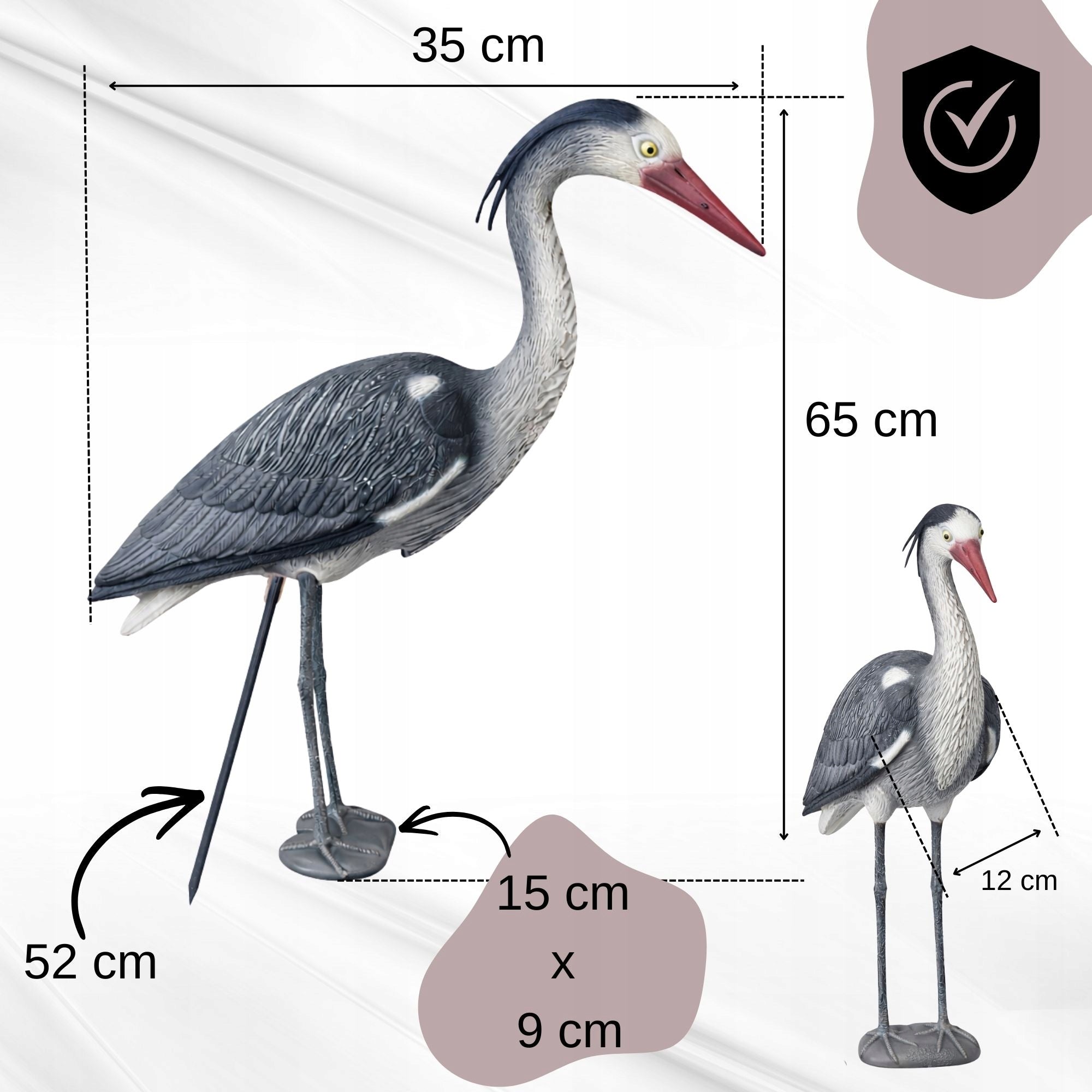 LARGE GARDEN FIGURINE FIGURE DECORATION FOR GARDEN LIKE A LIVING HERON STANDING XL Packaging status original