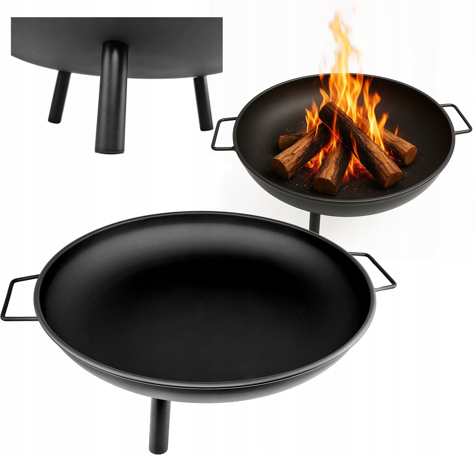 LARGE GARDEN FIREPLACE GRILL FIREPLACE BOWL 60 cm STEEL WEIGHT 2,8KG BLACK