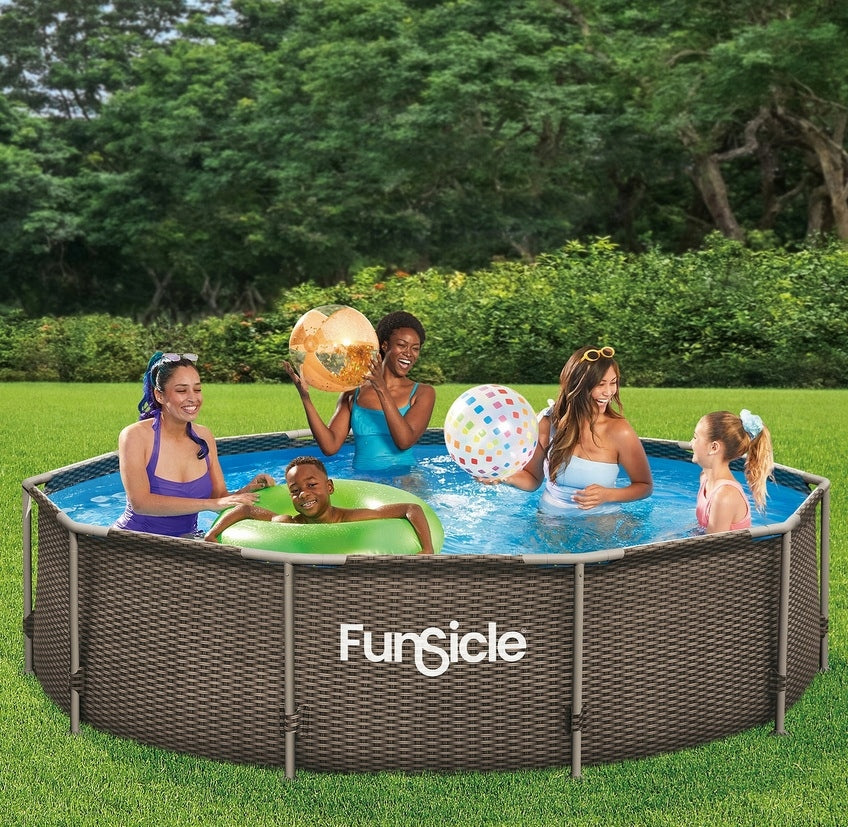 LARGE GARDEN FRAME POOL WITH PUMP 366x76 cm RATTAN MODEL 2026 Series Basen stelażowy
