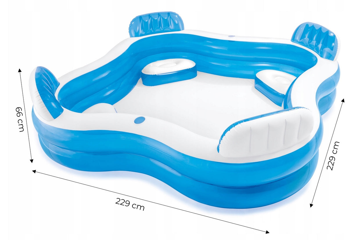 LARGE GARDEN POOL WITH SEATS INFLATABLE INTEX FAMILY FOR 4 PEOPLE Brand Intex
