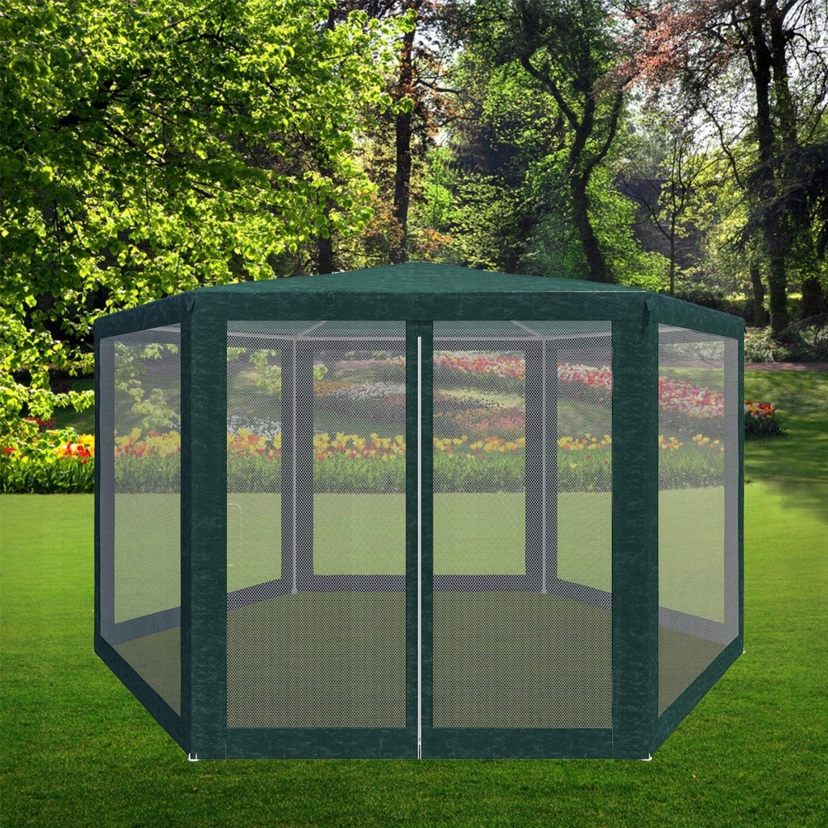 LARGE GARDEN TENT TRADE PAVILION 6 WALLS WITH MOSQUITO NET GAZEBO FOR GARDEN Number of side walls 6 walls