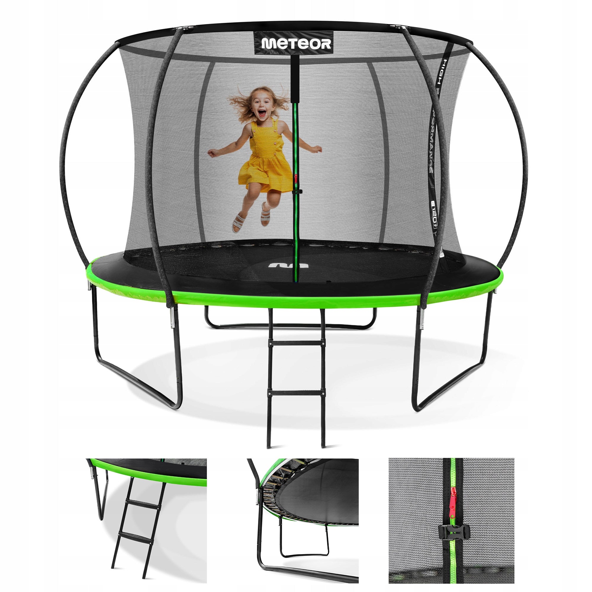 LARGE GARDEN TRAMPOLINE FOR KIDS AND ADULTS METEOR 10ft 305 with mesh