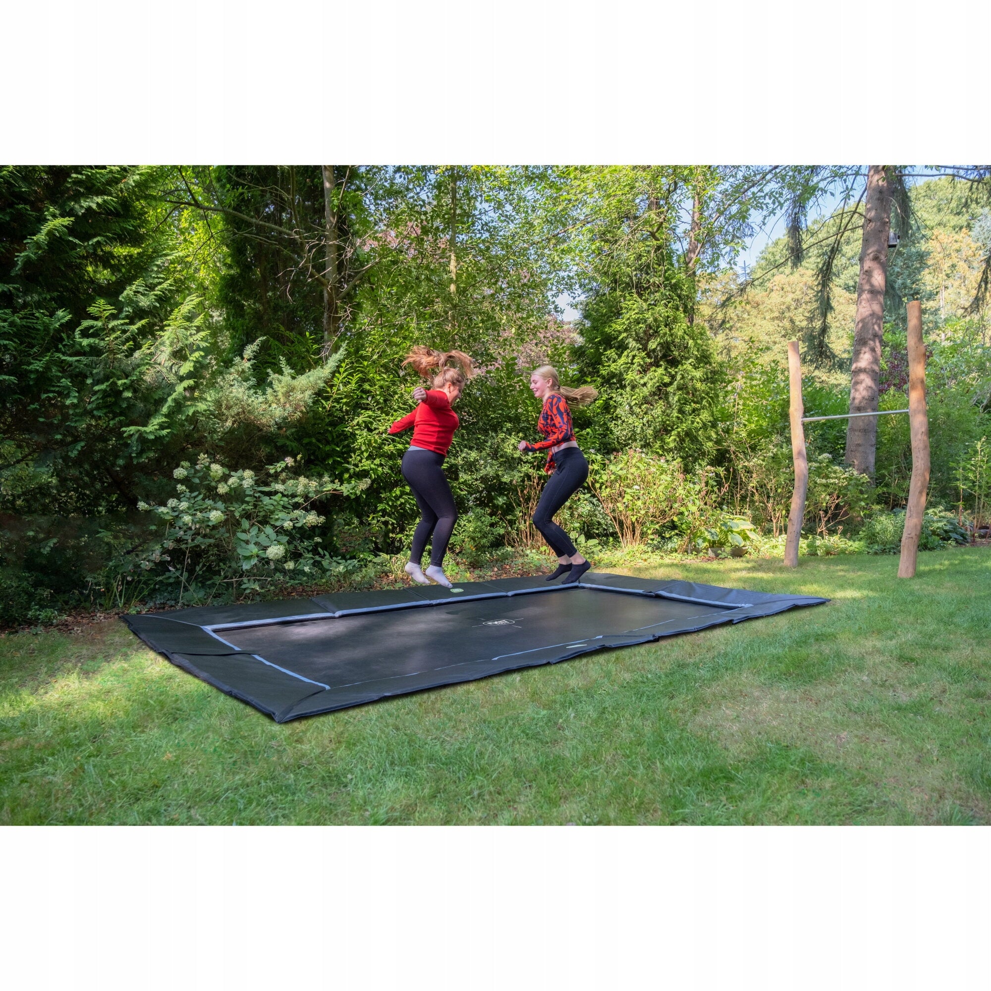 LARGE GARDEN TRAMPOLINE GROUND RECTANGULAR 244x427 CM BLACK Kid's age 14＋ years