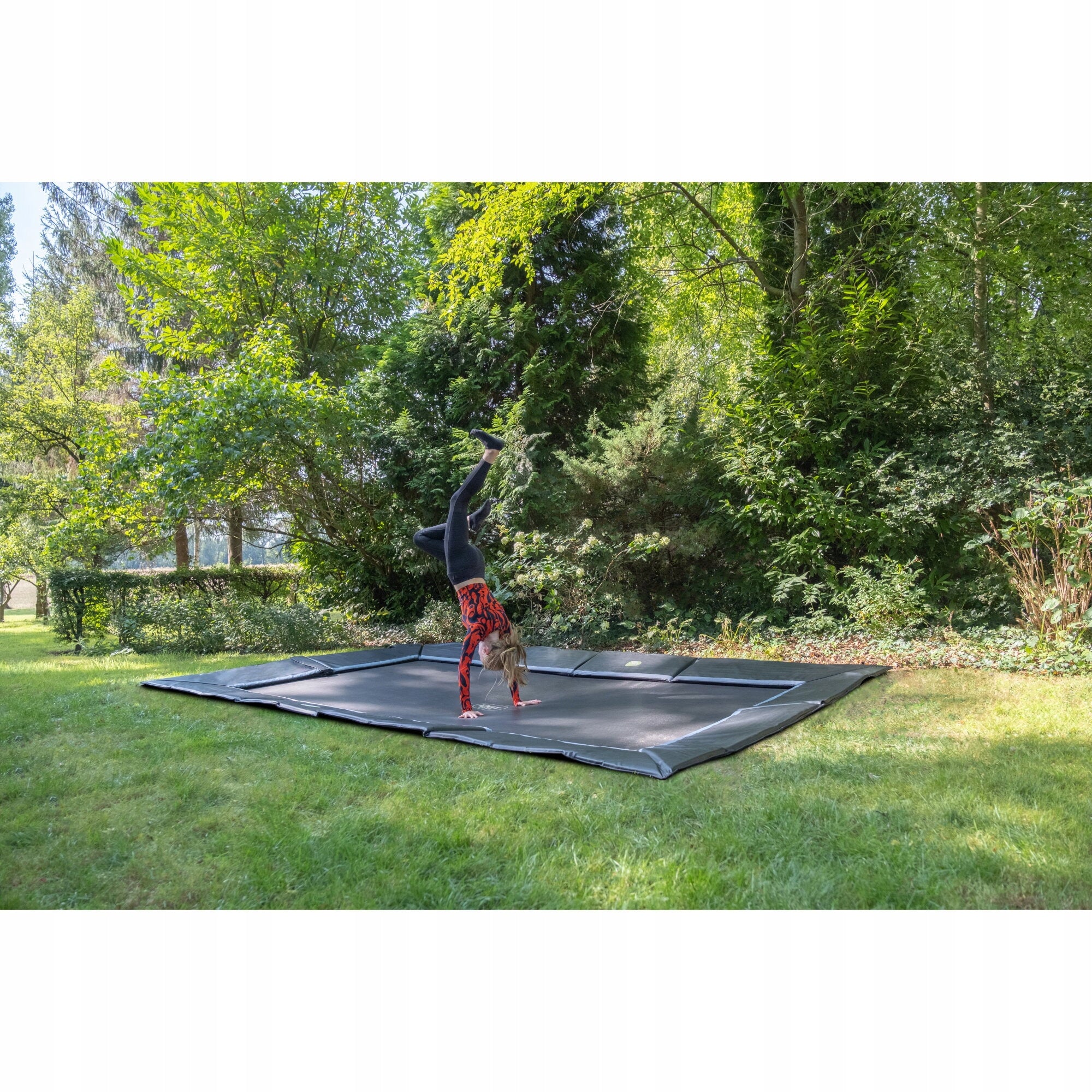LARGE GARDEN TRAMPOLINE GROUND RECTANGULAR 244x427 CM BLACK Total height 3 cm
