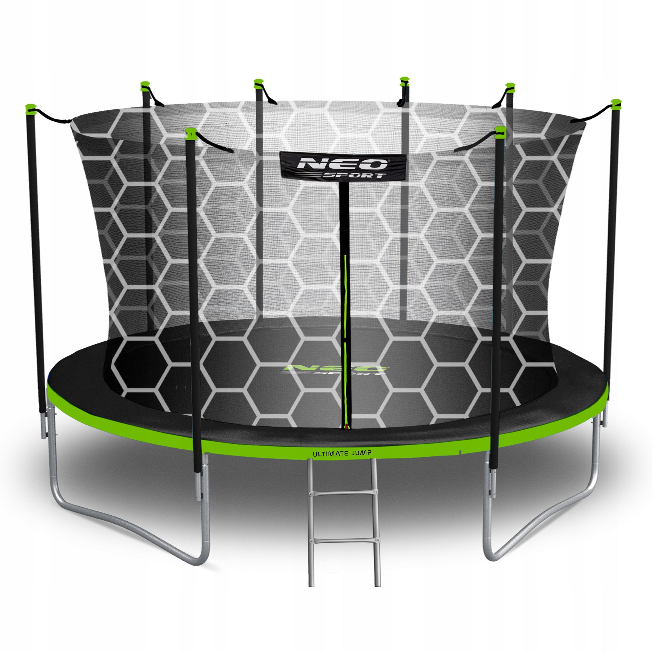 LARGE GARDEN TRAMPOLINE WITH INTERNAL NET FOR CHILDREN 374cm 12ft + LADDER Brand Neo-sport