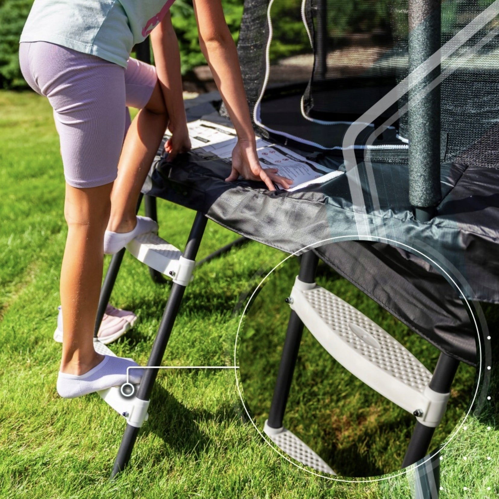 LARGE GARDEN TRAMPOLINE WITH NET FOR CHILDREN ADULTS THUNDER 183 CM 6FT Net height 165 cm