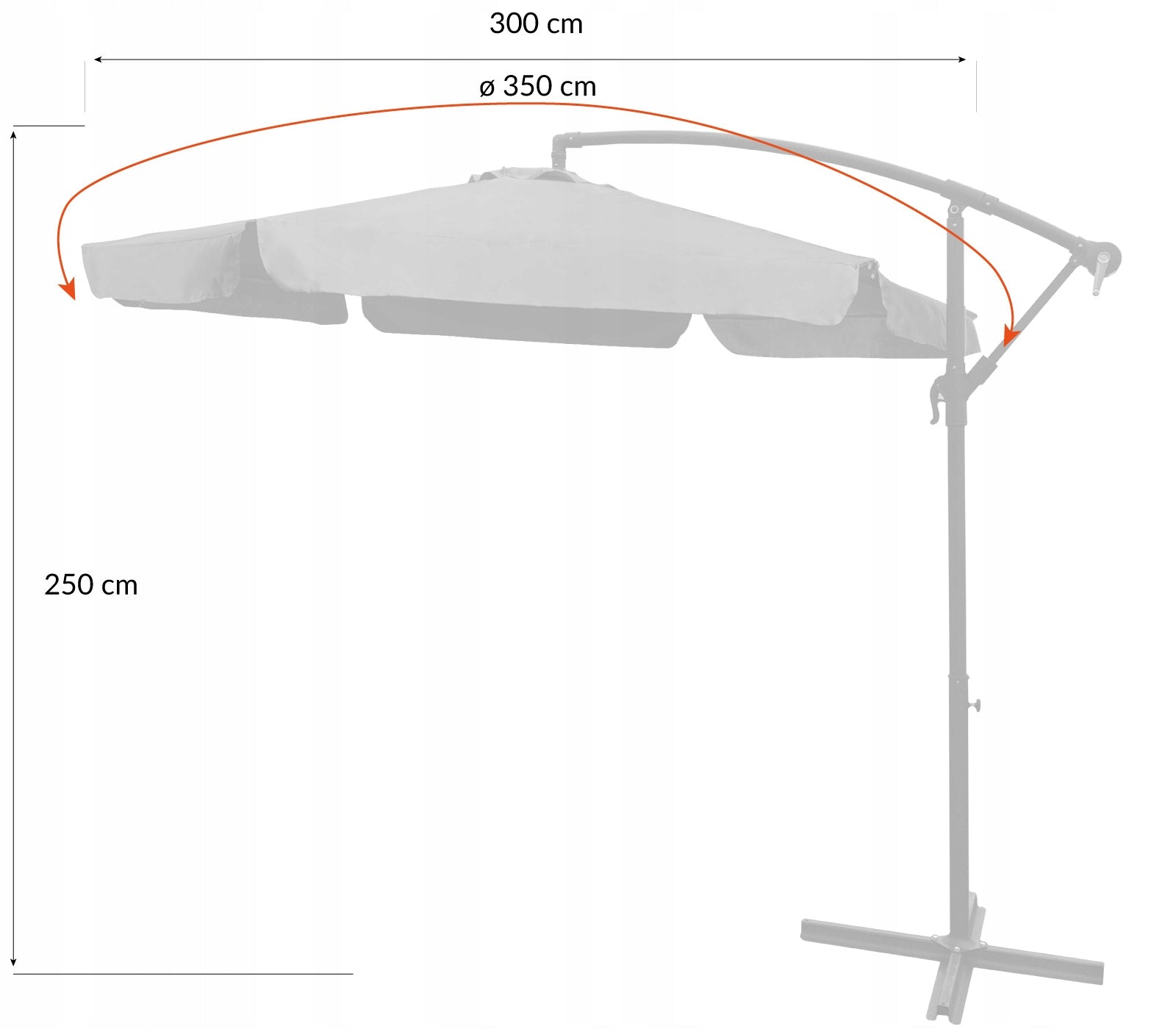 LARGE GARDEN UMBRELLA ADJUSTABLE COVER 350CM DALLAS C. GREY Manufacturer code 5.06.27587