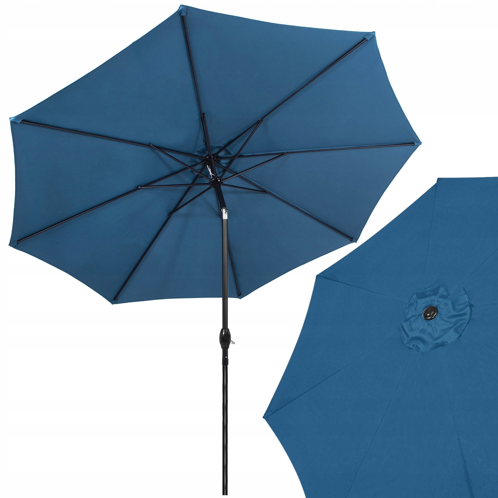 LARGE GARDEN UMBRELLA FOLDING GARNET BROKEN STRONG 300cm WITH CRANK SOLID Color blue