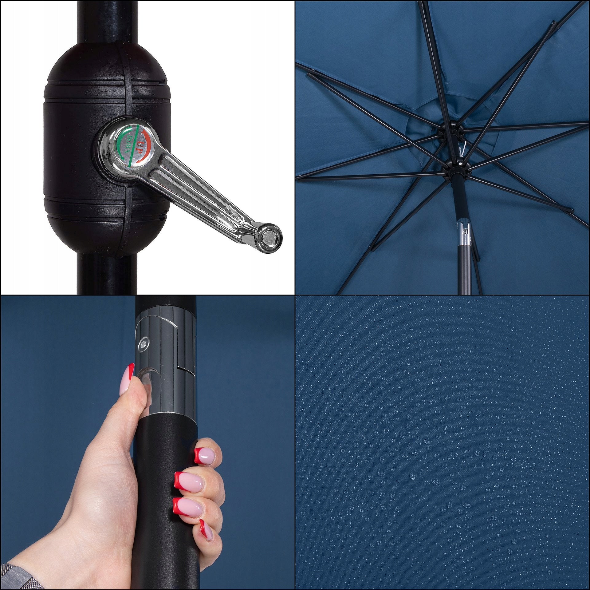 LARGE GARDEN UMBRELLA FOLDING GARNET BROKEN STRONG 300cm WITH CRANK SOLID Diameter/width 300 cm