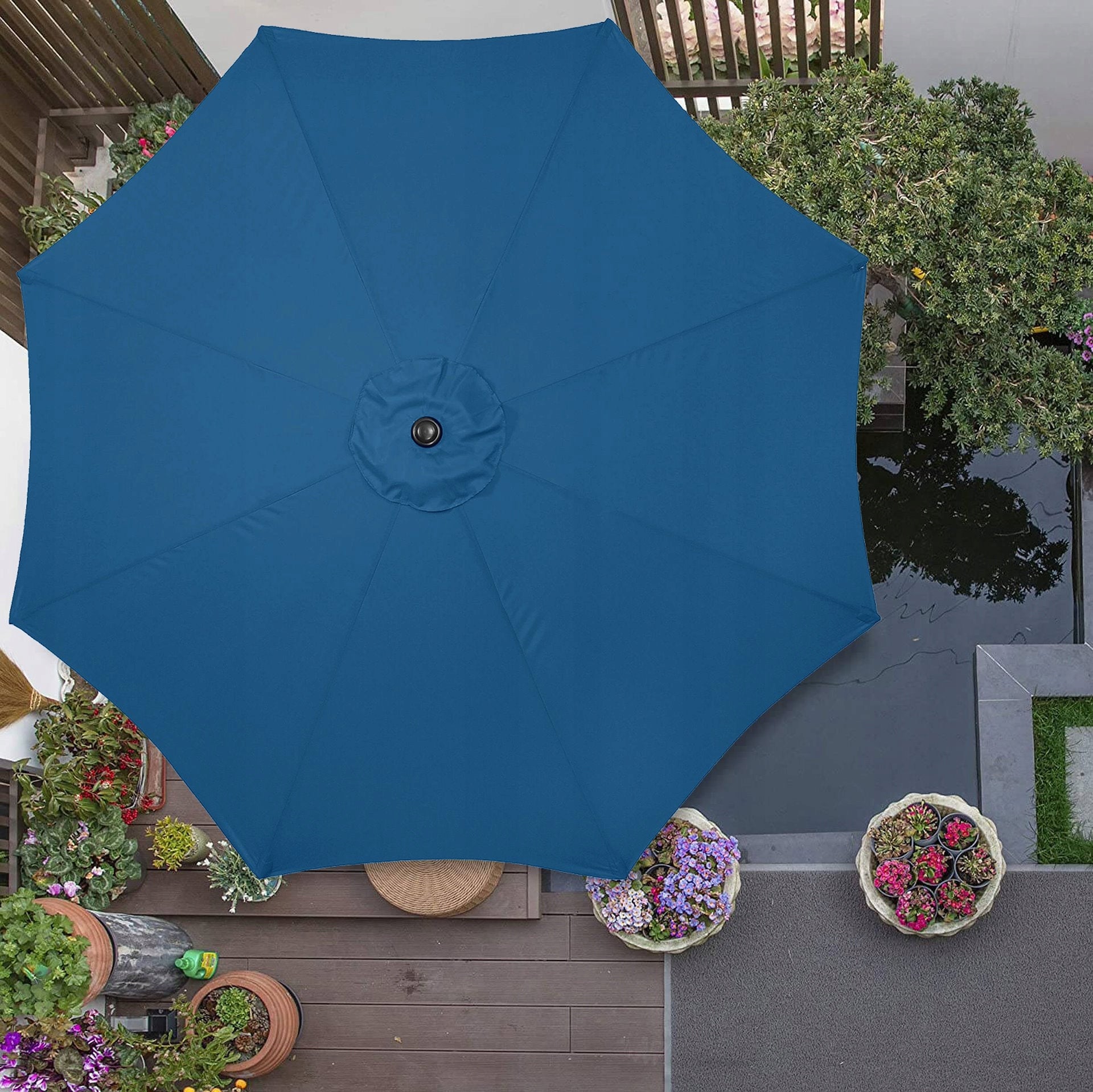 LARGE GARDEN UMBRELLA FOLDING GARNET BROKEN STRONG 300cm WITH CRANK SOLID Packaging status original