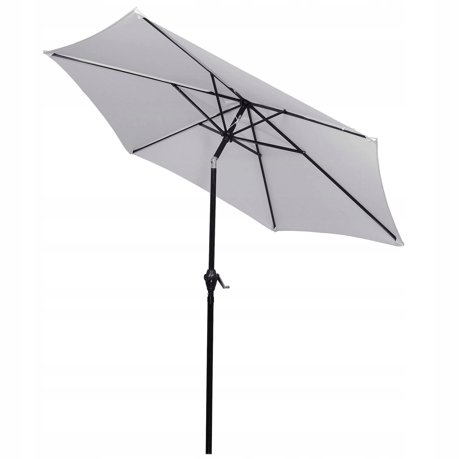 LARGE GARDEN UMBRELLA FOLDING GREY BROKEN STRONG 260cm WITH CRANK SOLID Manufacturer Springos