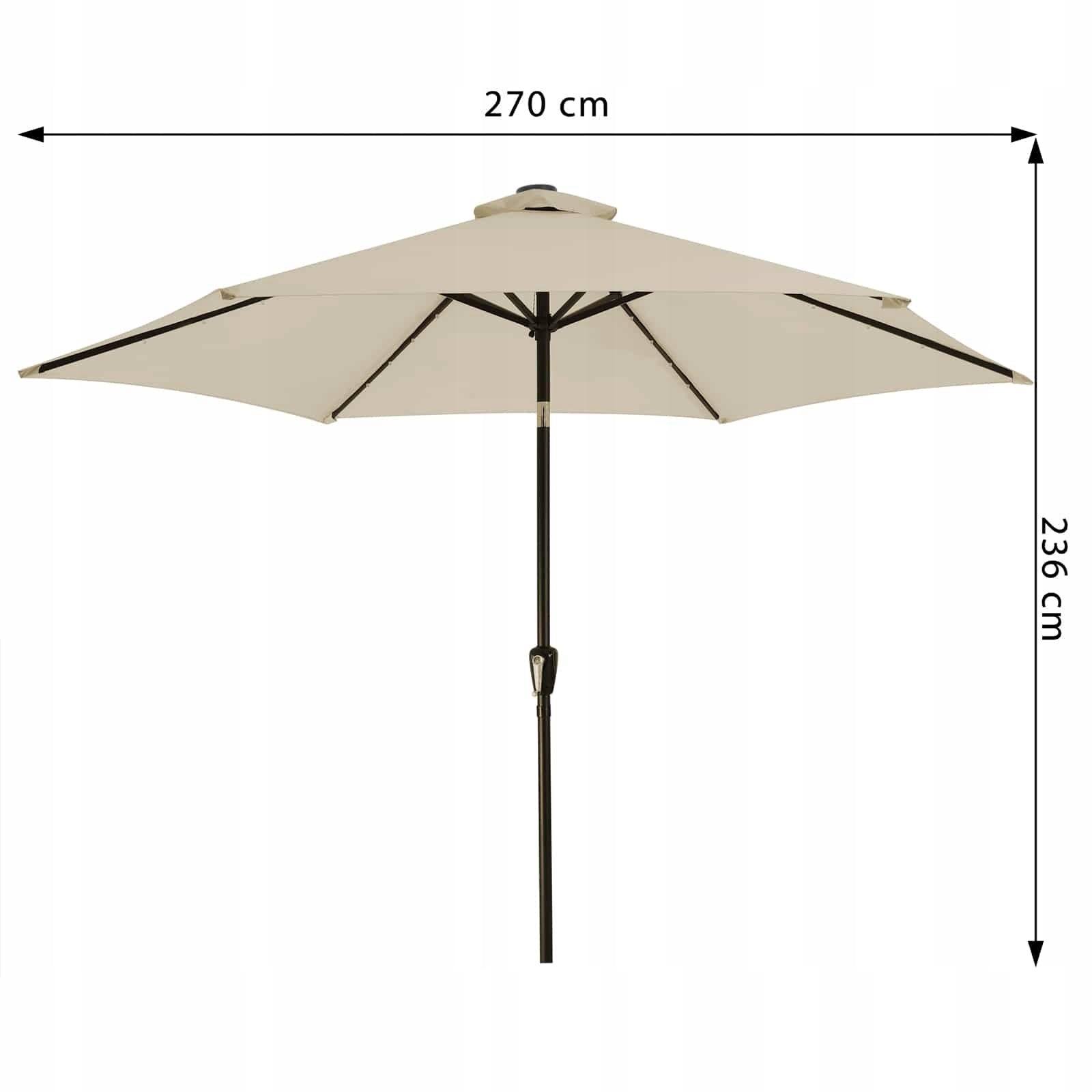 LARGE GARDEN UMBRELLA WITH A DIAMETER OF 270CM WITH LED CRANK Packaging status original