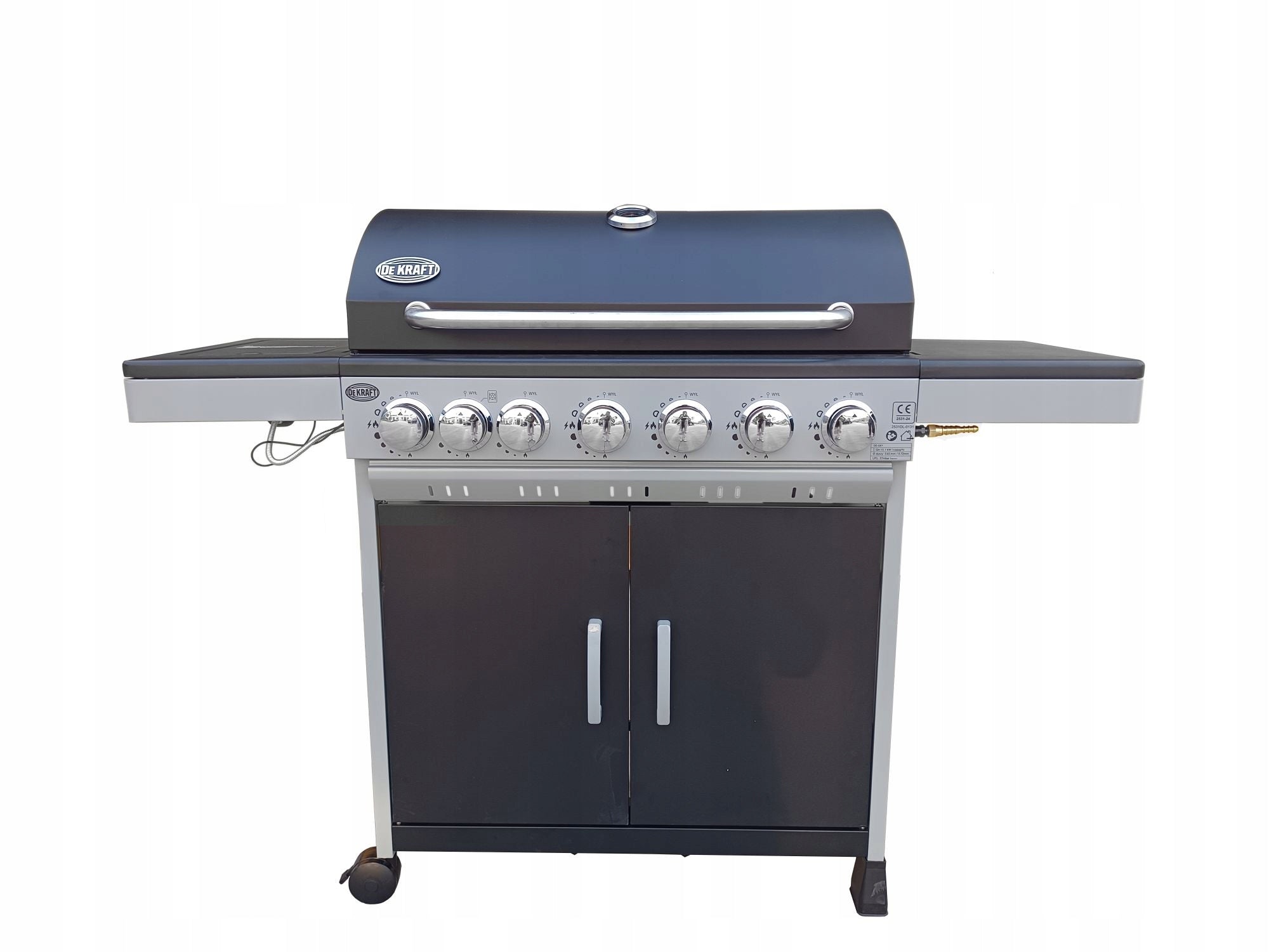 LARGE GAS GRILL DEKRAFT 6+1 BURNERS COVER HOSE REDUCER CAST IRON GRATE Brand DEKRAFT