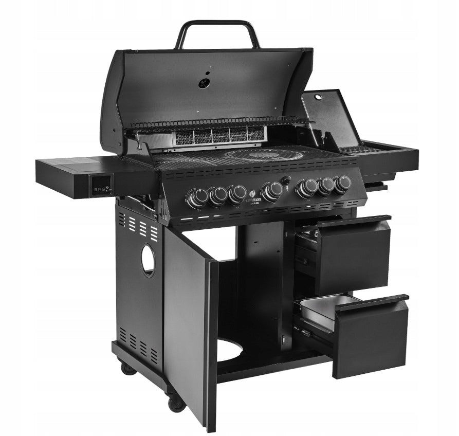 LARGE GAS GRILL LANDMANN CoolBlack5+2 maxX DRAWERS CAST IRON GRATE AT HAND Manufacturer code 19342
