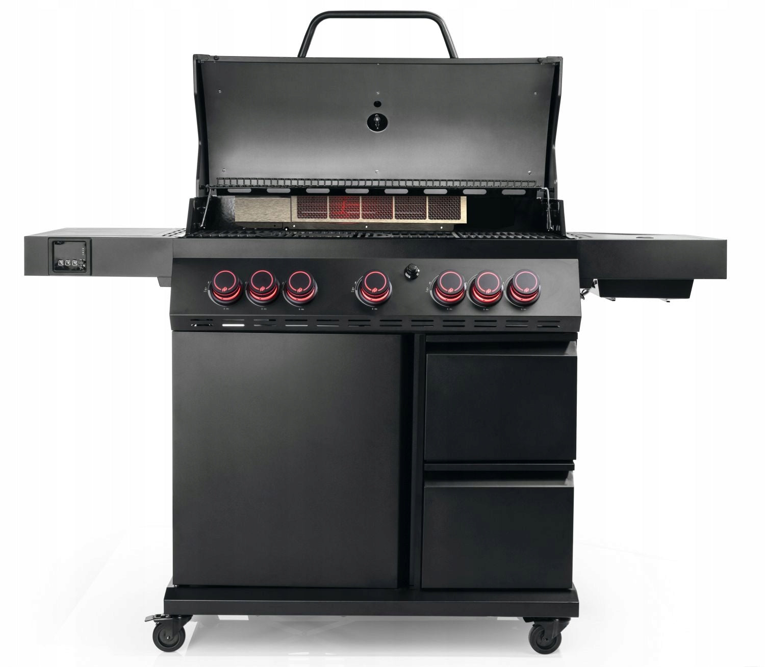 LARGE GAS GRILL LANDMANN CoolBlack5+2 maxX DRAWERS CAST IRON GRATE AT HAND