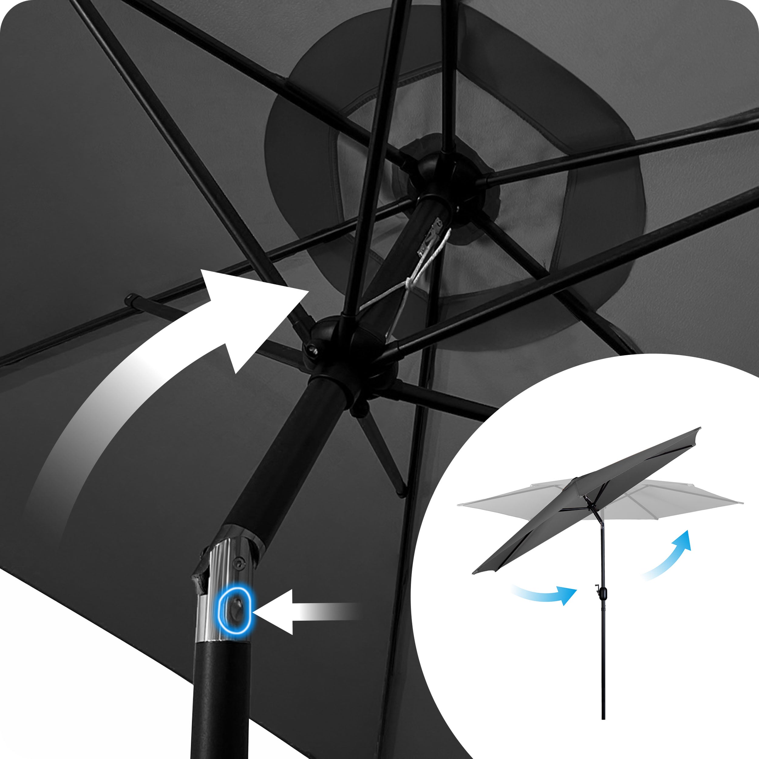 LARGE Garden Umbrella 300cm Balcony Adjustable Folding + Cover Manufacturer Plonos