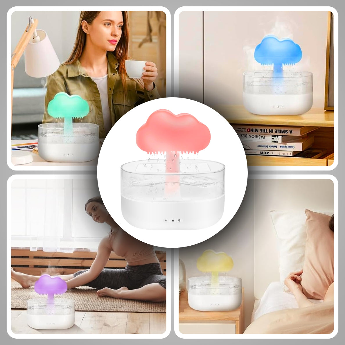 LARGE HUMIDIFIER DIFFUSER AROMATHERAPY MUSHROOM NIGHT LIGHT LED Dominant color white