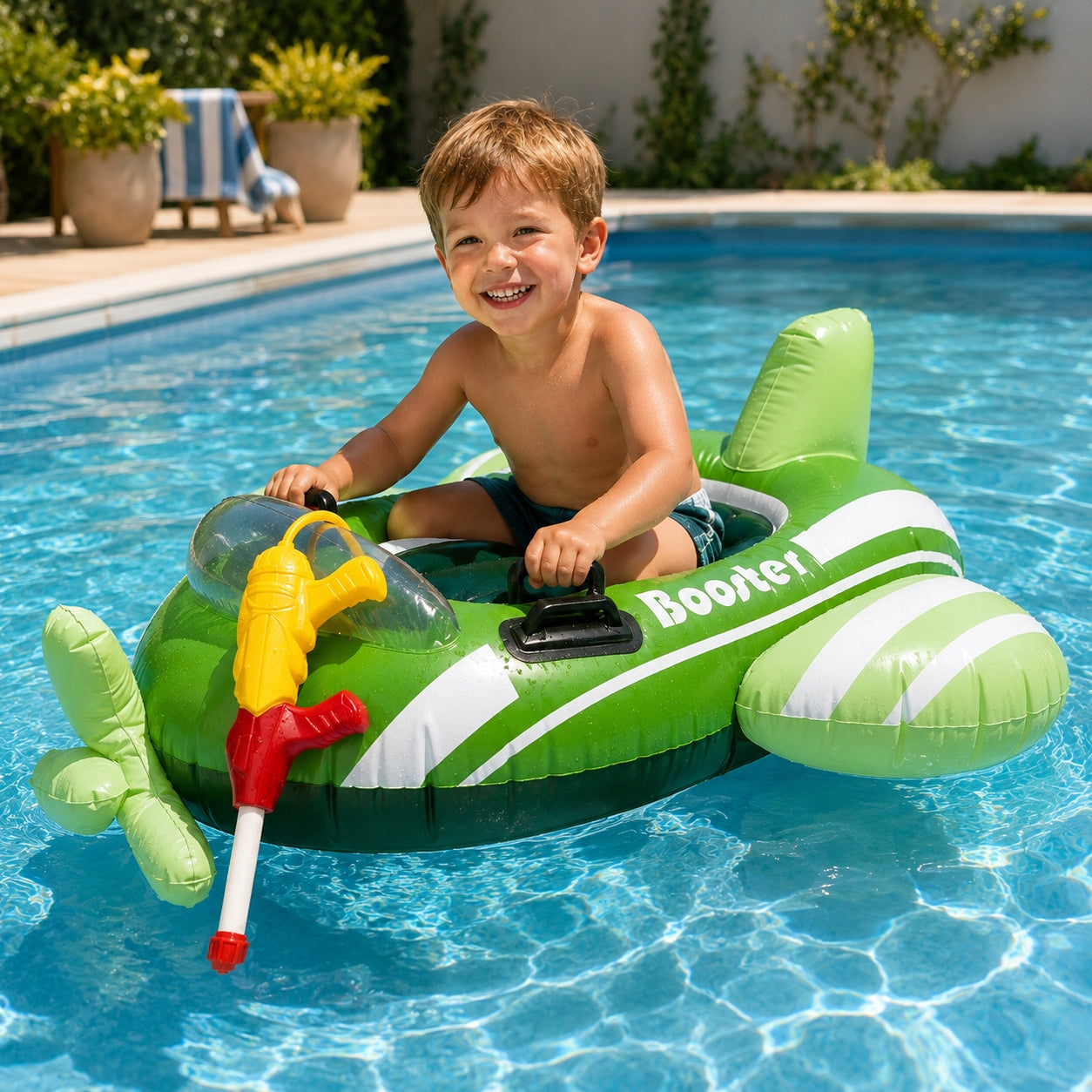 LARGE INFLATABLE AIRPLANE FOR CHILDREN WATER GUN POOL BEACH 50KG 3+ Model PLAYTIVE PONT.