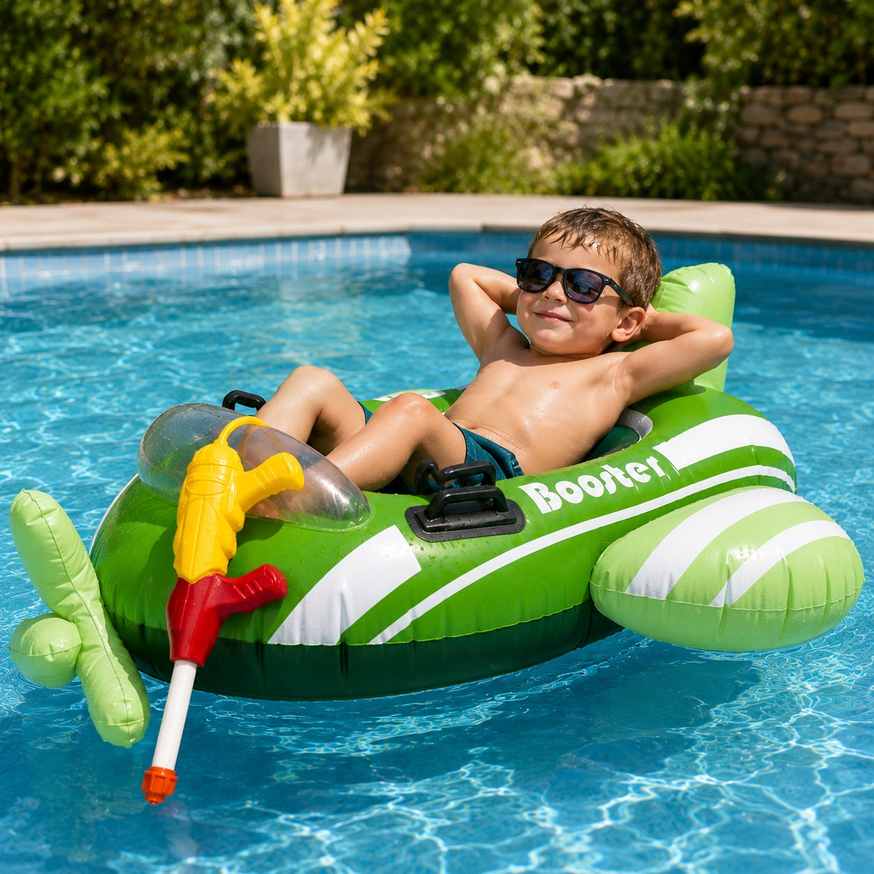 LARGE INFLATABLE AIRPLANE FOR CHILDREN WATER GUN POOL BEACH 50KG 3+ Packaging status original