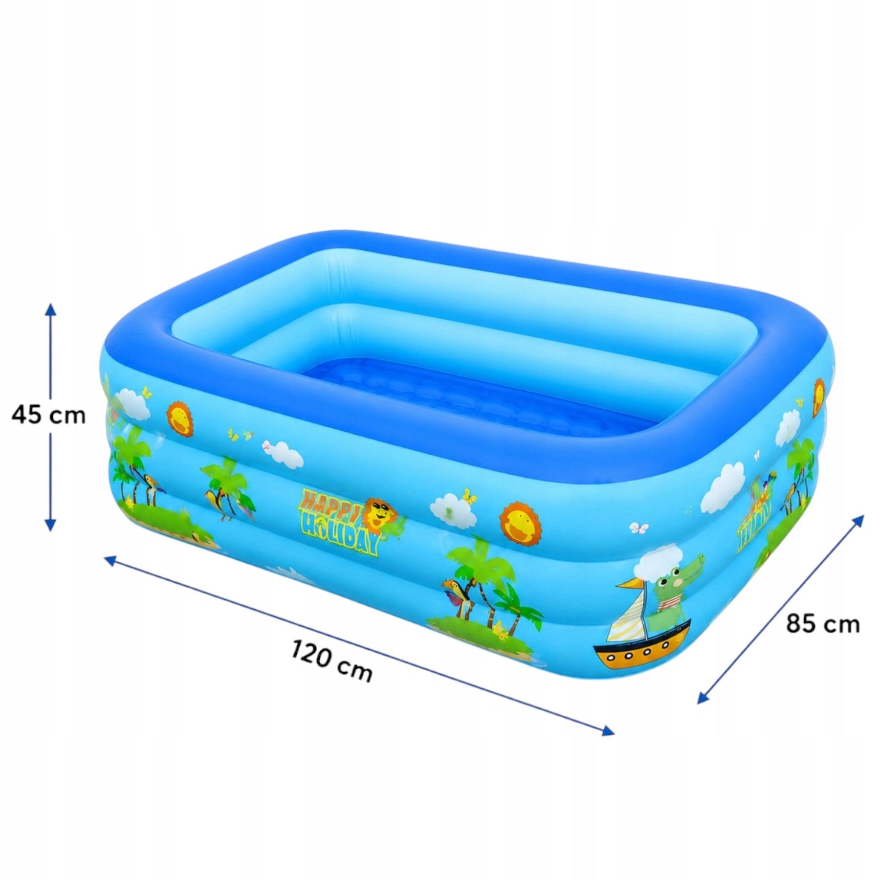 LARGE INFLATABLE POOL FOR CHILDREN GARDEN FAMILY FOR SUMMER 120X85X45 CM Color blue